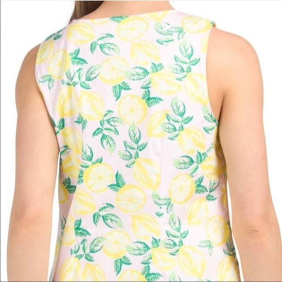 Cynthia Rowley Pink Yellow Lemon Fruit Print Sleeveless Shift Mini Dress Size 4 - Picture 2 of 9